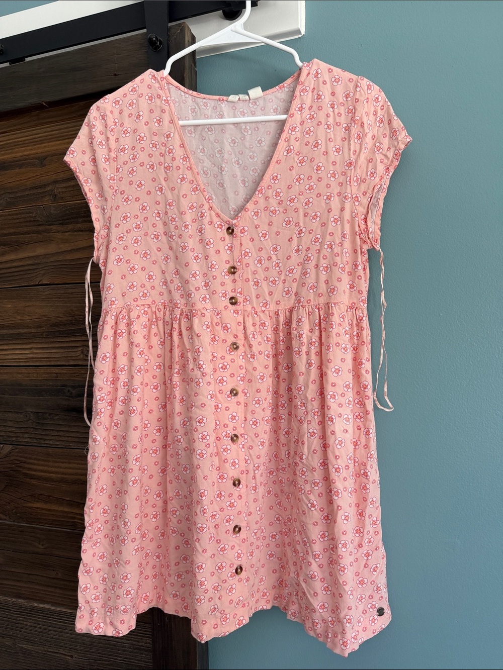ROXY Women’s Pink Floral Button-Front Dress